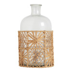 Vaza iš stiklo ir rafijos Blanc d'Ivoire GARANCE (a. 26cm)